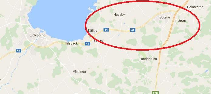 Väg 44, Lidköping-Götene (delen Källby-E20) Kartbild Bristbeskrivning Detta är inte en del av stråk 5 men ligger i direkt anslutning till stråket och bör utredas i samband med en ÅVS av stråk 5.