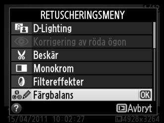 Om så önskas kan denna tid förlängas genom att du väljer Lång för Anpassad inställning c2 (Timer för aut. avstängning; 0 160). 4 Skapa en retuscherad kopia.