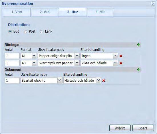 PRENUMERATIONSVY 3. Klicka på ikonen Prenumeration. Klicka på knappen Ny prenumeration. Dialogrutan som visas har 4 st. flikar: Vem, Vad, Hur och När. Vem: Klicka på knappen Lägg till mottagare.