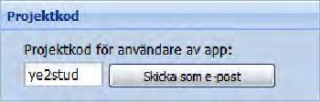 INFOVY Projektkod: Skicka ut projektkoden till alla som skall kunna använda rapportfunktionen. OBS! Koden behövs inte för att kunna använda verifieringsfunktionen.