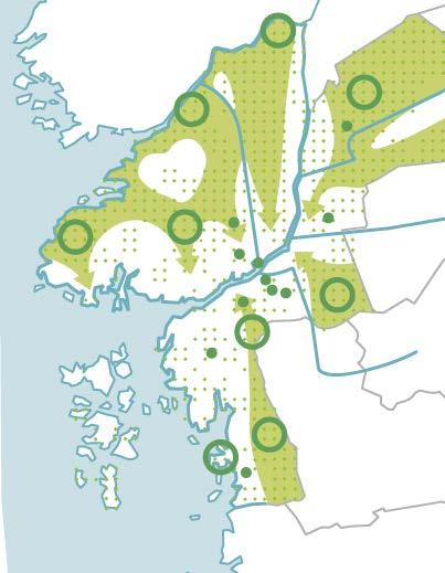 Grönstrategi för en tät och grön stad strategier för att nå målen Stärk de gröna kilarna Stärk de blågröna stråken Säkerställ god tillgång till parker och naturområden Skapa ett mer varierat innehåll