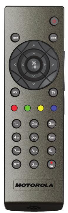 Fjärrkontrollen REX (IR eller RF) Medföljer Arris VIP1113 Tv-box på/av MENU BACK Fjärrkontrollen NYX (IR) Medföljer