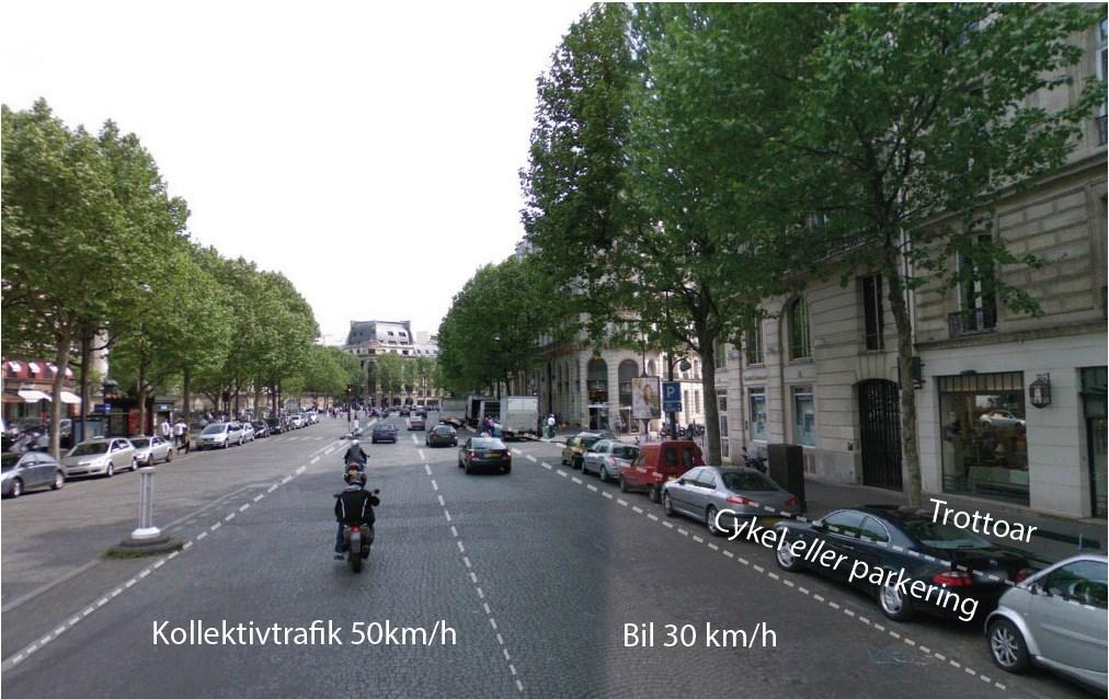 Riksintressegata ca 45m, 40 km/h & 25 km/h