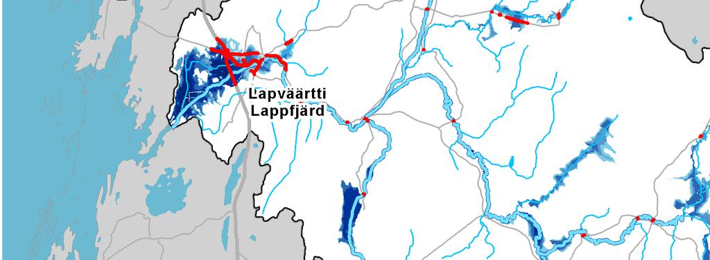 En storöversvämning kan också orsaka skador på de broar som går över Lappfjärds å, vattnet kan stiga ända upp till brolocket på några av broarna.