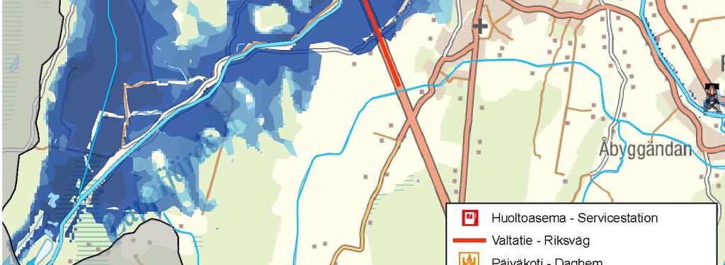 lov L4659; VTJ/VRK 4/2008; @ Vägverket/Digiroad 2010) Då översvämningsriskerna granskas på basis av de skador som kan orsakas för samhälleligt viktiga funktioner, så framkom Lappfjärds centrum