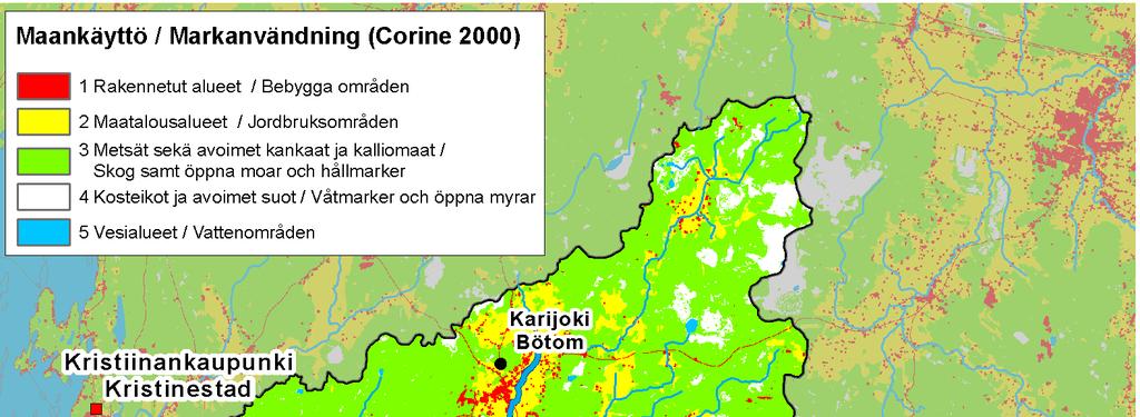 2.3 Markanvändning Jämfört med övriga Österbottniska avrinningsområden så finns det mycket skog och lite åker på Lappfjärd ås avrinningsområde.