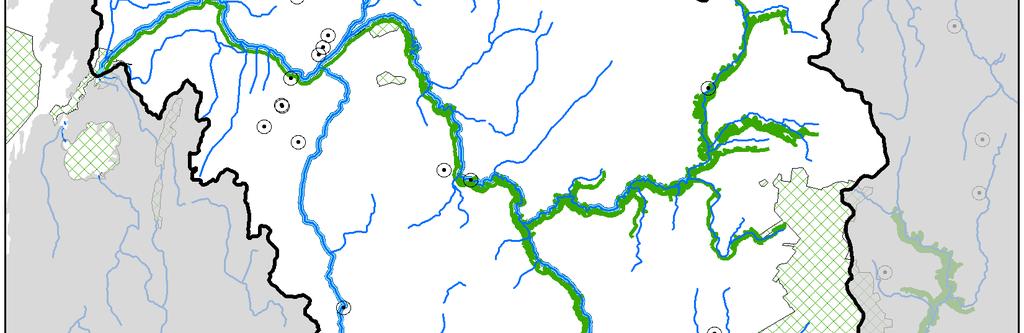 Inom avrinningsområdet finns det tre skyddade kyrkor; Lappfjärds, Storås och Bötoms kyrkor.