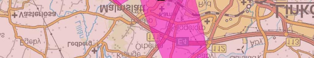 stergötlands län De rosa områdena i kartan markerar