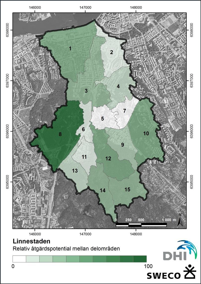 Åtgärdspotential Bedömning av möjlighet till åtgärd inom delområdena utgående från markanvändning.