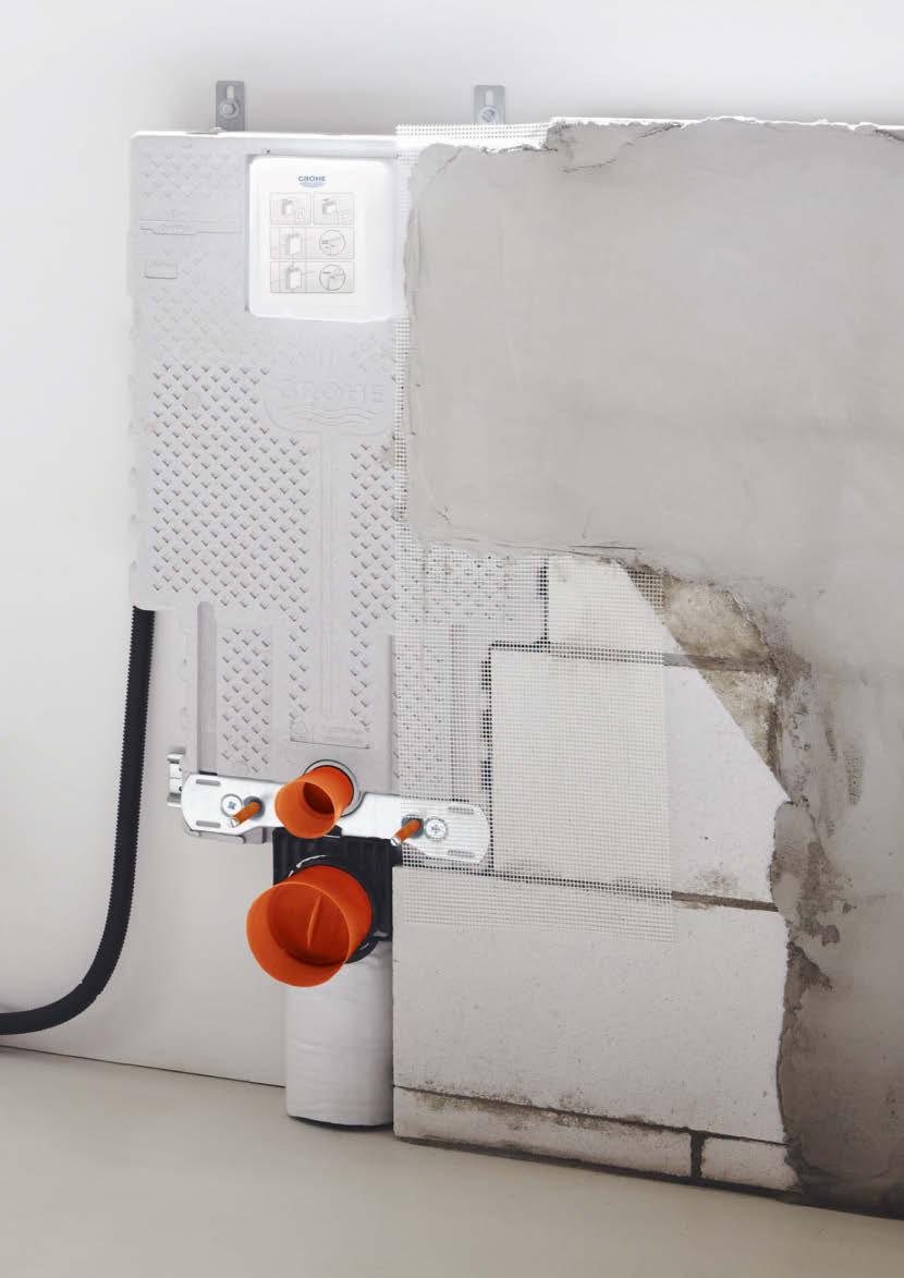 GROHE SANITETSSYSTEM UNISET UNISET PERFEKT FÖR FLEXIBEL DESIGN, IDEALISK FÖR SNABB OCH ENKEL INSTALLATION Det som gör installationen av Uniset-elementen annorlunda är den unika tekniken med skenor.