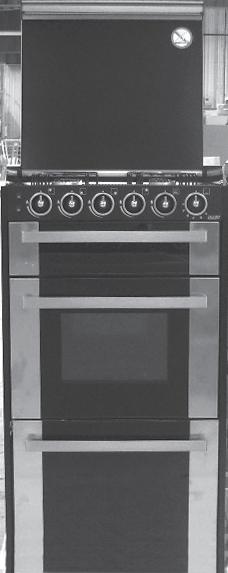 GASOLSPIS MED KOKHÄLL, UGN OCH GRILL Vissa av KABEs modeller är utrustade med spis SMEV 400 med integrerad kokhäll, ugn och grill. Tändsäkring finns på varje brännare.