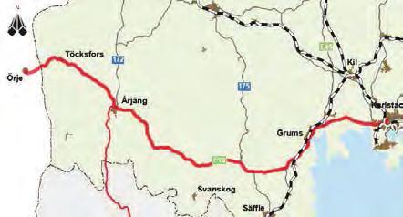REGIONAL SYSTEMANALYS VÄRMLAND 2017 Regionalt stråk (Örje)-Töcksfors-Årjäng-Grums- Karlstad Beskrivning Stråket binder ihop de sydvästra delarna av Värmland med Norge och med Karlstad.