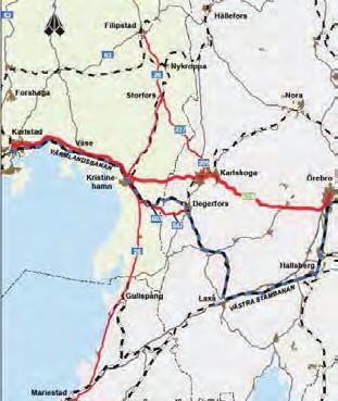 REGIONAL SYSTEMANALYS VÄRMLAND 2017 Regionalt stråk Örebro-Karlskoga-Kristinehamn- Karlstad Beskrivning Stråket knyter ihop Värmland med Örebro län och möjliggör vidare transport österut.
