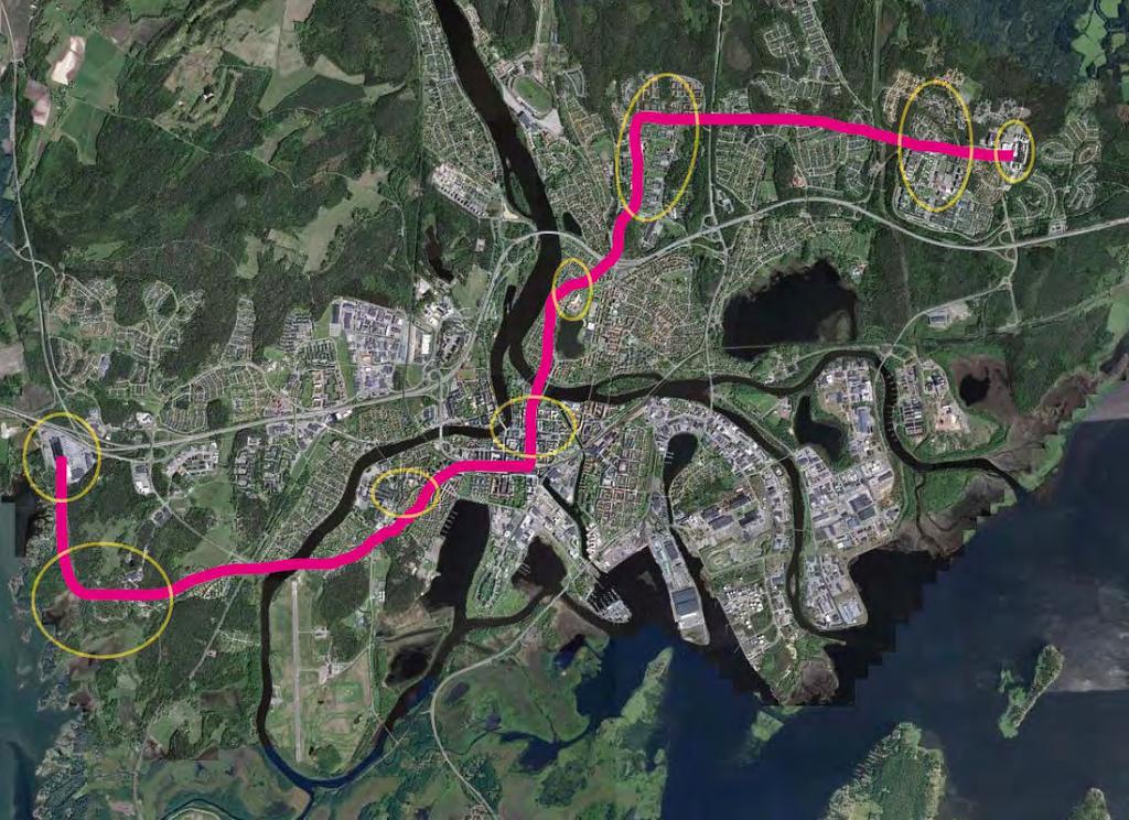 Möjligt BRT-stråk i Karlstad 2006). Långsiktiga logistiklösningar ska utredas tillsammans med frågorna om ny växlingsbangård m.m. 7.4.