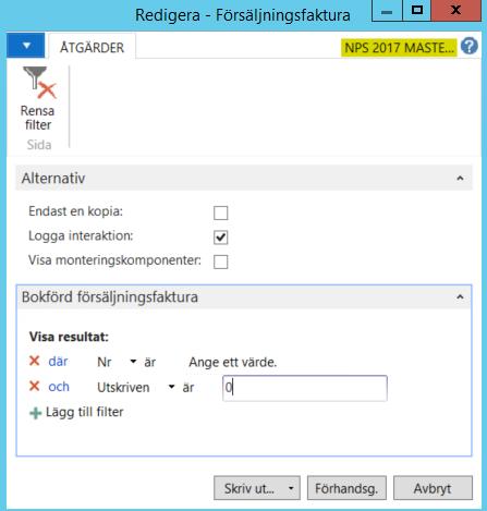 När samlingsfaktureringen är klar skrivs fakturorna ut via Avdelningar Ekonomi Kundreskontra