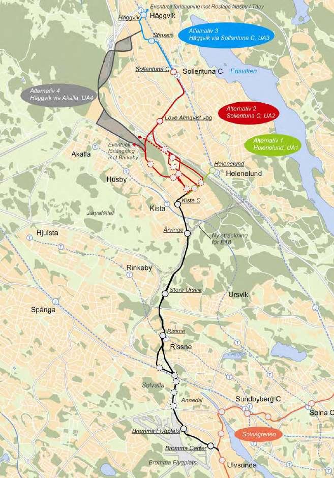 Anslutning till Ostkustbanan, förordande av utredningsalternativ (UA) Ett förordande av något av de ovan redovisade fyra utredningsalternativen (UA) måste baseras på en sammanvägning av flera