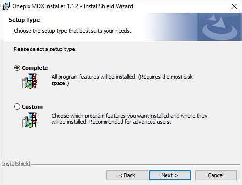 4 INSTALLATION AV ONEPIX MDX INSTALLER Kontrollera att Onepix är installerat på datorn och fungerar som det ska. Installera sedan Onepix MDX Installer 1.1.3, genom att köra Onepix MDX Installer 1.1.3.msi och följ instruktionerna.