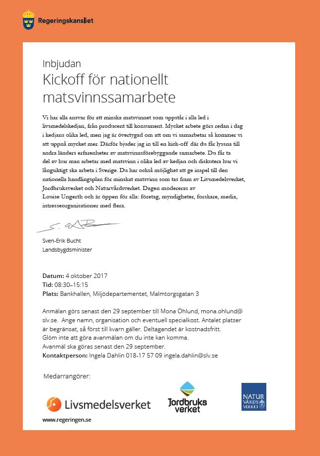 Kickoff 4/10 för nationellt matsvinnssamarbete Vad kan Sverige lära av Storbritannien och Norge?