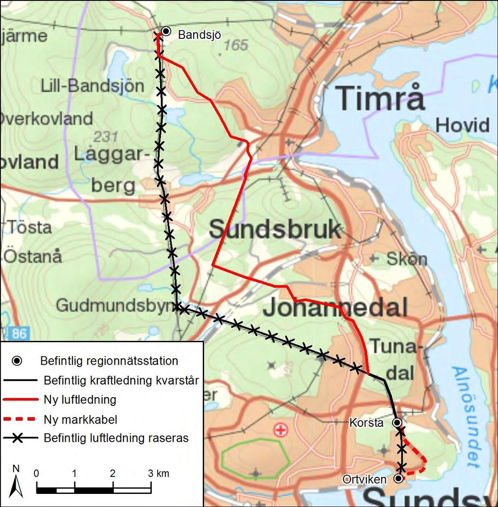 3.7 Studerade sträckningsalternativ för L23 3.7.1 Förordad sträckning E.