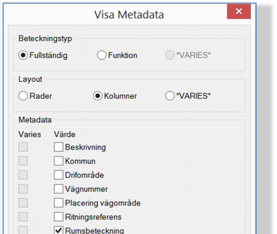 Om istället Rader väljs ser det ut som på den övre till höger.