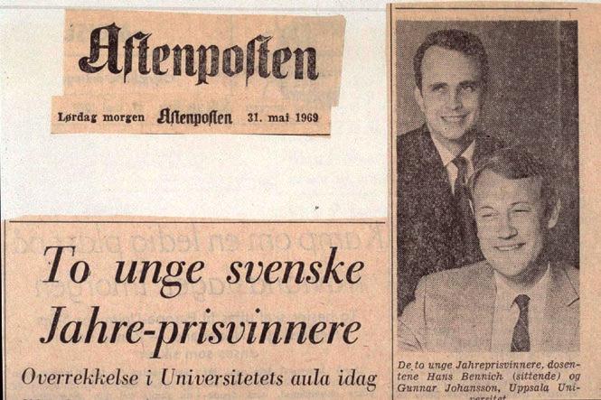 FIGUR 2. År 1969 fick Hans och jag Anders Jahre Medical Award to Young Scientists. biokemiska struktur, immunologiska egenskaper och dess relation till reaginer.