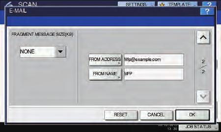 ) Välj ett alternativ för varje inställning av FILFORMAT (FILE FORMAT), MULTI/ENKEL SIDA (MULTI/ SINGLE PAGE) och/eller SÄKERHET (SECURITY). ) Tryck slutligen på.