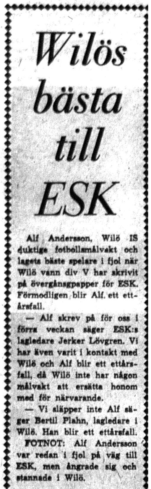 Söndagen den 9 mars 1969, Enavallen: Wilö Sigtuna Tisdagen