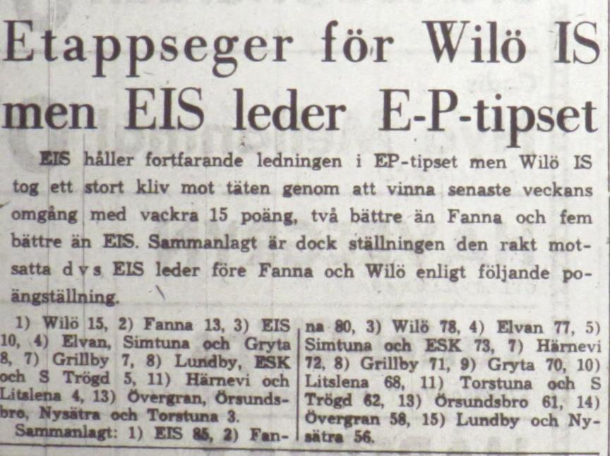 Söndagen den 13 september 1964, kl 15.00: Wilö Gryta 0 1 Halvtidsresultat 0-0.