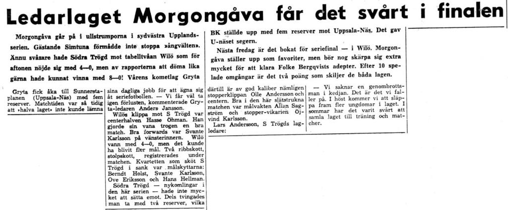 Wilö Morgongåva 4 5 Halvtidsresultat 4-3.