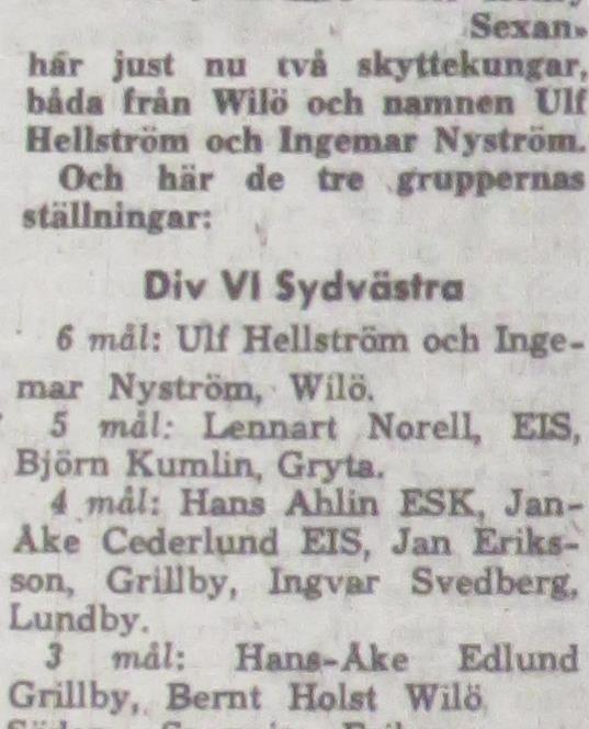 Lördagen den 10 juni 1967, kl 14.00: Wilö Knivsta 8-1 Halvtidsresultat 4-0.