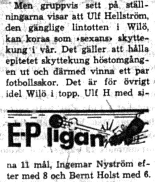 Ur EP torsdagen den 22 juni 1967: Fredagen den 14 juli 1967, träningsmatch: Wilö