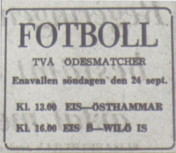 Lagledare: Folke Bergkvist. Domare: Folke Johansson, Enköping Söndagen den 10 september 1961, kl 16.