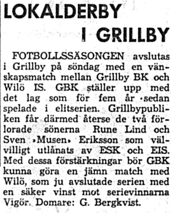 förmatch till Wilös A-lagsmatch möttes Wilös reserver och Grillby BK, varvid hemmalaget
