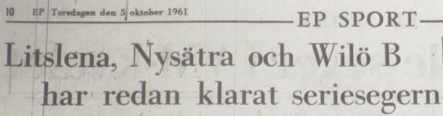 Lagledare: Nils Jonsson. Domare: Evald Andersson, Enköping Söndagen den 17 september 1961: Wilö B Grillby B Grillby B har utgått Söndagen den 24 september 1961, kl 16.