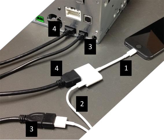 2. Apple-enheter (iphone 5/5c/5s) Anmärkningar Lightning Digital AV-adaptern säljs inte av Clarion. Clarion CCA770 HDMI-kabel (typ A till typ A) säljs separat.