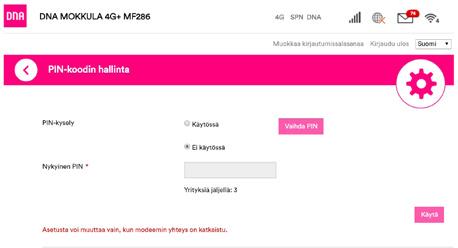 ➂ ➃ ➄ Välj lisäasetukset [avancerade inställningar] och och sedan Muut [Övrigt] i den övre meny som öppnas. Välj PIN-koodin hallinta [Hantering av PINkod] till vänster.