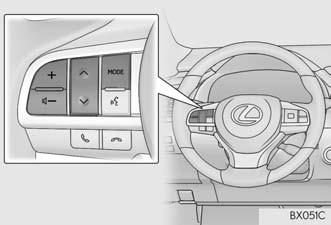 4. AUDDIOVISUELLA FJÄRRKONTROLLER 1. RATTMONTERADE KONTROLLER Vissa funktioner i det audiovisuella systemet kan styras via kontrollerna på ratten. Nr.