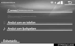 2. NÄTVERK, INSTÄLLNINGAR n ÅTERANSLUTA Bluetooth -TELEFONEN Om Bluetooth -telefonen kopplas ur på grund av dålig mottagning i Bluetooth -nätverket medan startknappen är i radioläge eller