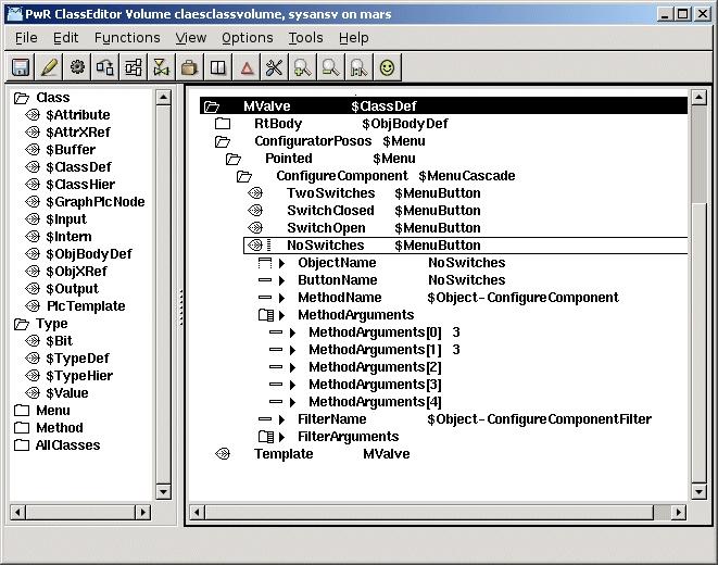 objekt med namnet 'Pointed', och under detta ett $MenuCascade objekt med namnet 'ConfigureComponent'. Attributet ButtonName sätts till 'ConfigureComponent' för detta objekt.