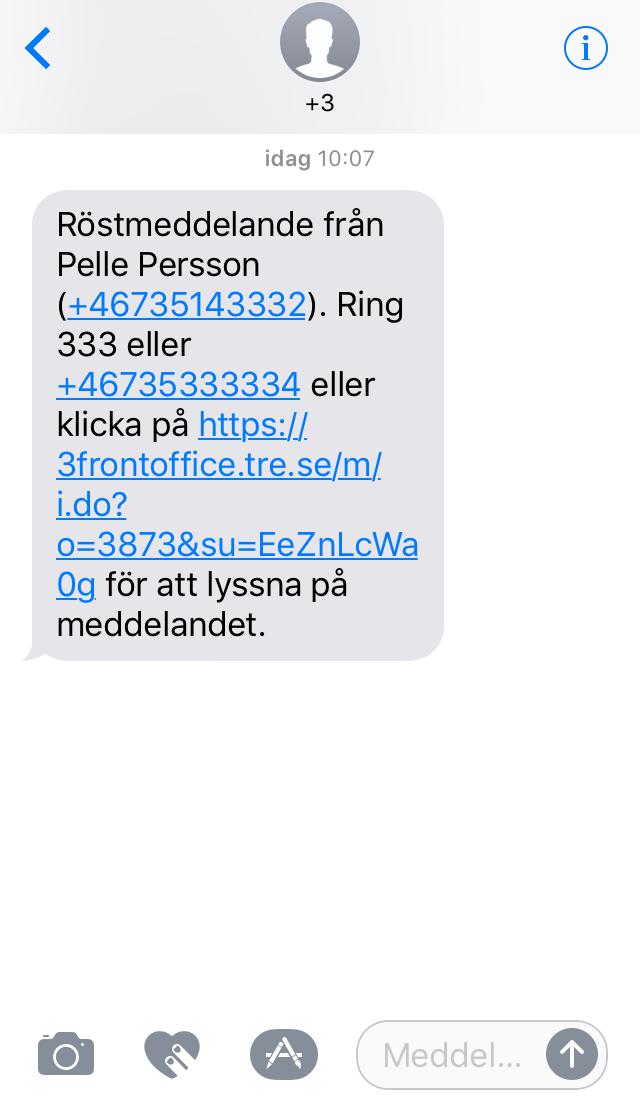 I SMS:et ser du vem meddelandet kommer från.