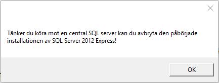 En dialog visas som informerar om att ett antal filer placeras i en specifik mapp och att dessa filer kan tas bort efter installationen är komplett. Klicka OK för att stänga dialogen.