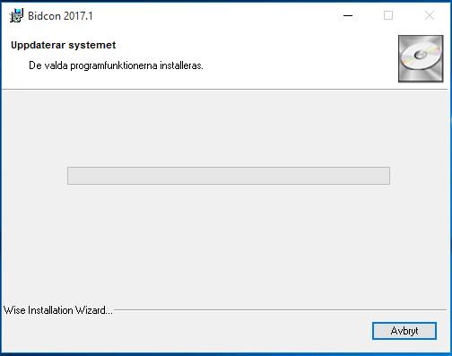 16. Programmet installeras Vänta 17. Bidcons programfiler och datafiler är installerade!