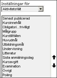 Sida 123/276 Aktivitetsfält Aktivitetsfält används för att beskriva organisationens kurser och andra aktiviteter. Om ni precis har börjat arbeta med Hjärntorget är listan helt tom.
