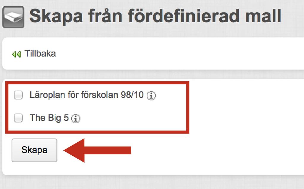 Sida 198/276 I PINGPONG finn det redan fördefinierade mallar för några taggsamlingar. Du kan skapa en samling från en fördeifnierad mall genom att klicka på Skapa från fördefinierad mall.