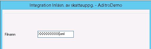 TÄNK på att inte ha för lång sökväg när ni läser in filen från Skatteverket. Om ni kör integrationen med Bearbetning på server bör filen ligga på servern.