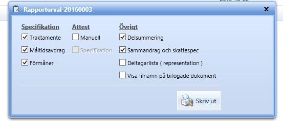 Sida 7 av 8 Skriv ut reseräkning När reseräkningen är kontrollerad och sparad definitivt ska den skrivas ut och häftas ihop med tillhörande