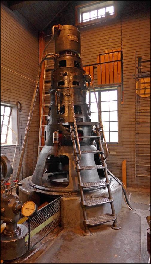 Skövde kommun Maskineri Maskineriet utgörs av en vertikal kaplanturbin tillverkad på Nohab 1935 med tillverkningsnummer 80815. Den var Nohabs tredje kaplanturbin.