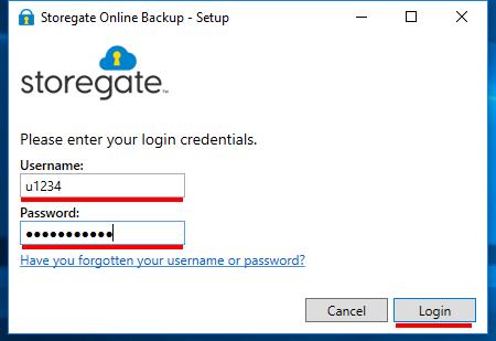 6. När Storegate har startats så vill den ha inloggningsuppgifterna som ni fick via e-post (kan ta en liten stund då det är första gången den startas).