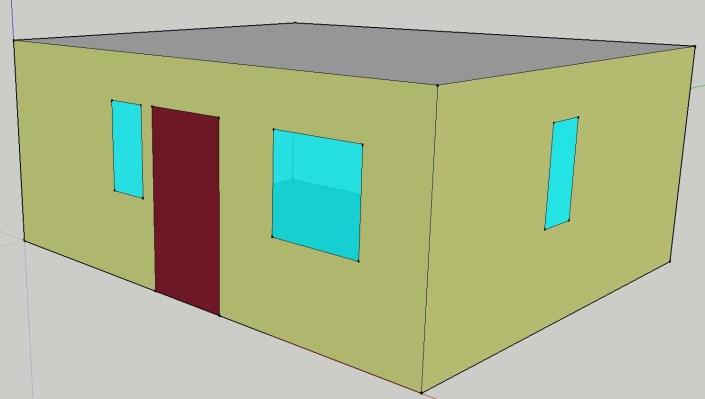 Genom att arbeta utifrån material och dimensioner kan eleverna få arbeta med att designa egna hus (figur 1), där de själva får välja hur stort huset ska vara samt hur många och hur stora fönster och