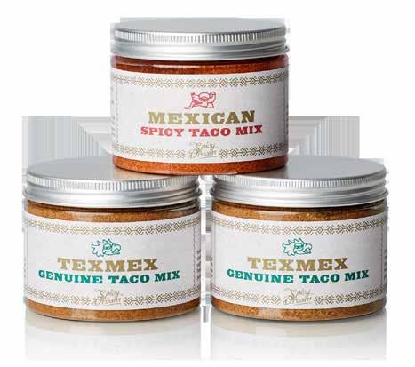3 PACK Tex Mex Genuine Taco Mix & Mexican Spicy Taco Mix, två smaker i samma paket. Räcker till 20 tacokvällar för fyra personer. Användning: 1/2-1 matsked tacomix per 100 g råvara.